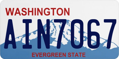 WA license plate AIN7067