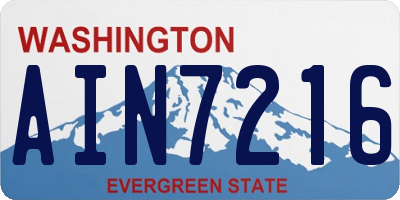 WA license plate AIN7216
