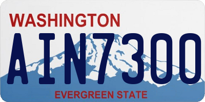 WA license plate AIN7300