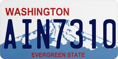 WA license plate AIN7310