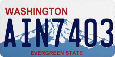 WA license plate AIN7403