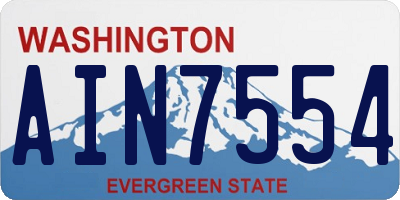 WA license plate AIN7554