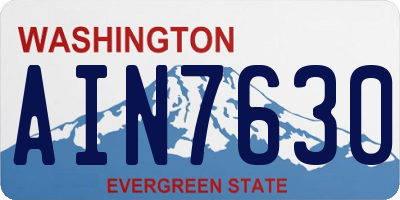 WA license plate AIN7630