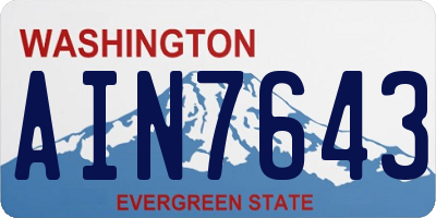 WA license plate AIN7643