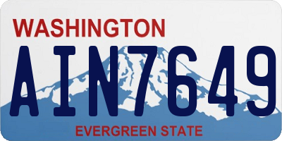 WA license plate AIN7649