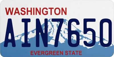 WA license plate AIN7650