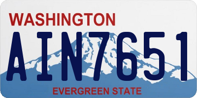WA license plate AIN7651
