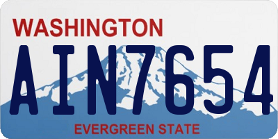 WA license plate AIN7654