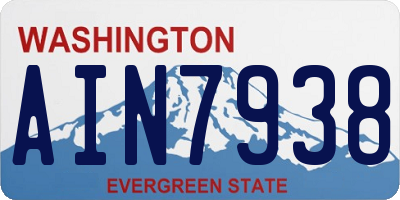 WA license plate AIN7938