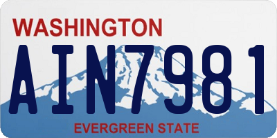 WA license plate AIN7981