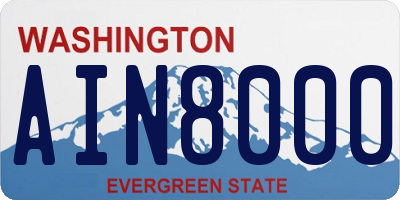 WA license plate AIN8000