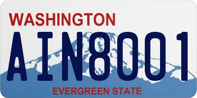 WA license plate AIN8001