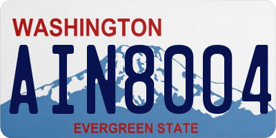WA license plate AIN8004