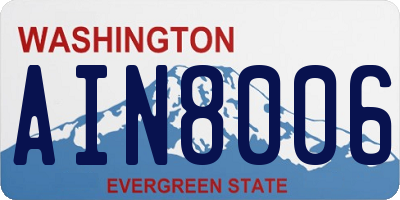 WA license plate AIN8006