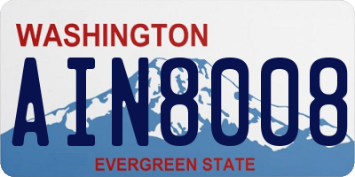 WA license plate AIN8008