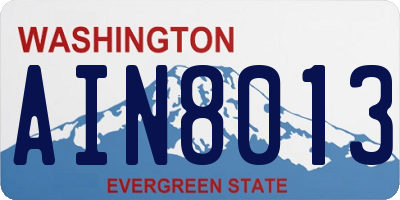 WA license plate AIN8013