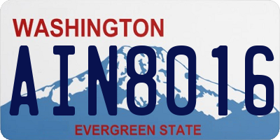 WA license plate AIN8016