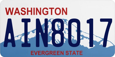 WA license plate AIN8017