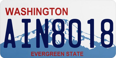 WA license plate AIN8018