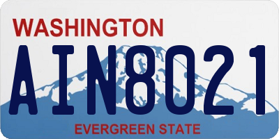 WA license plate AIN8021