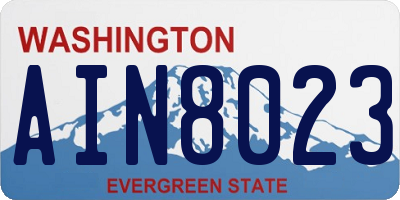 WA license plate AIN8023