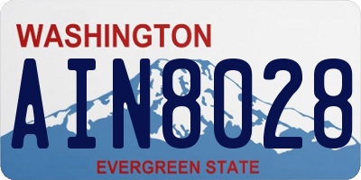 WA license plate AIN8028