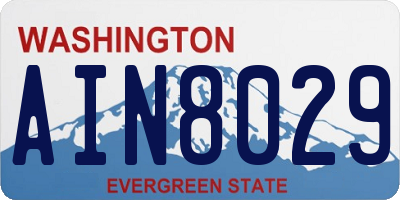 WA license plate AIN8029