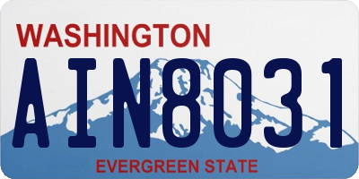 WA license plate AIN8031