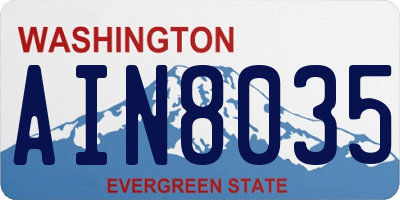 WA license plate AIN8035
