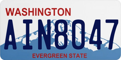 WA license plate AIN8047