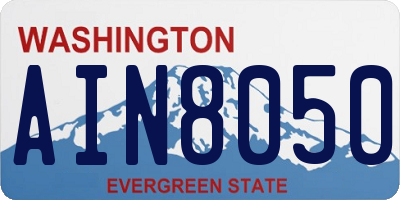 WA license plate AIN8050