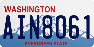 WA license plate AIN8061
