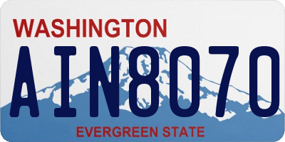 WA license plate AIN8070