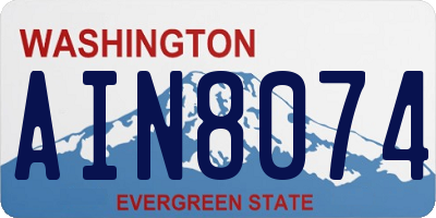 WA license plate AIN8074