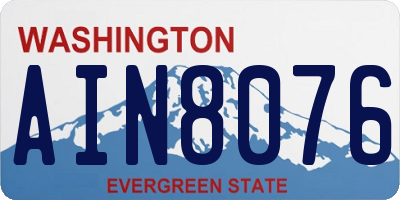 WA license plate AIN8076