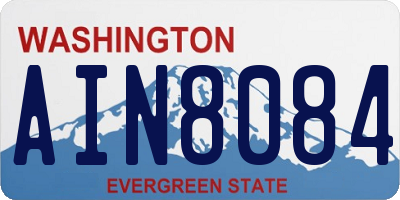 WA license plate AIN8084