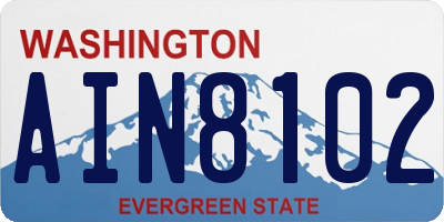 WA license plate AIN8102