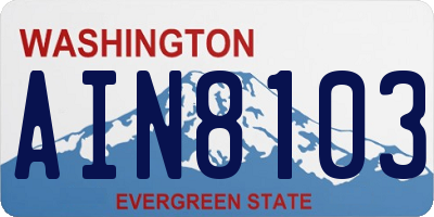 WA license plate AIN8103