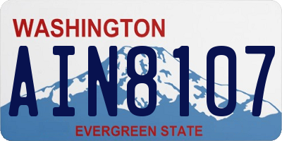 WA license plate AIN8107