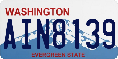 WA license plate AIN8139