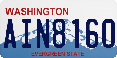 WA license plate AIN8160