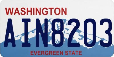 WA license plate AIN8203