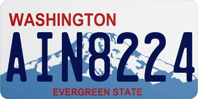 WA license plate AIN8224
