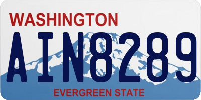 WA license plate AIN8289