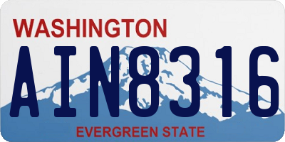 WA license plate AIN8316