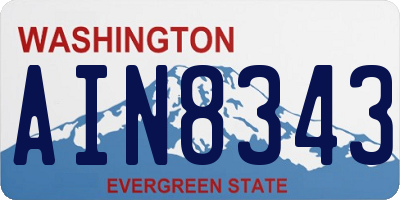 WA license plate AIN8343
