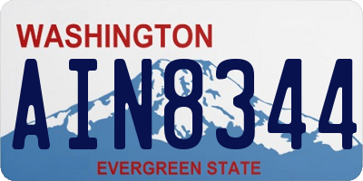WA license plate AIN8344