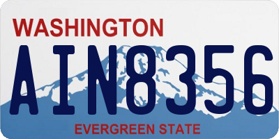 WA license plate AIN8356