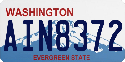 WA license plate AIN8372