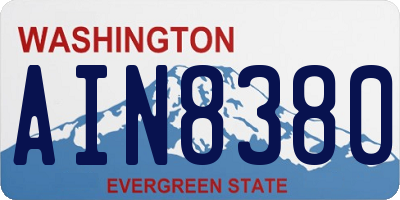 WA license plate AIN8380